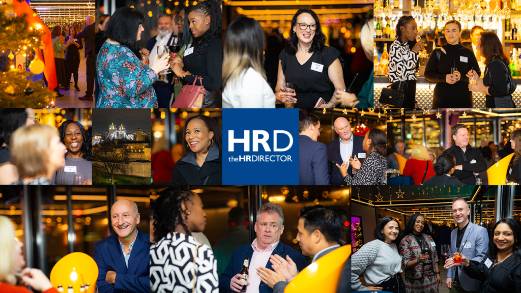 Montage of photos of HR and People Leaders enjoying theHRDIRECTOR Winter festive HRDRINKS in 2024
